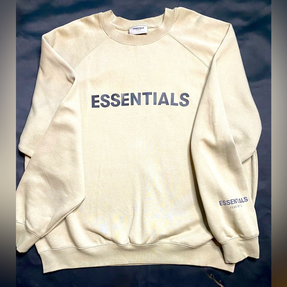 Fear of God Essentials Crew Sweater Tan Oversized